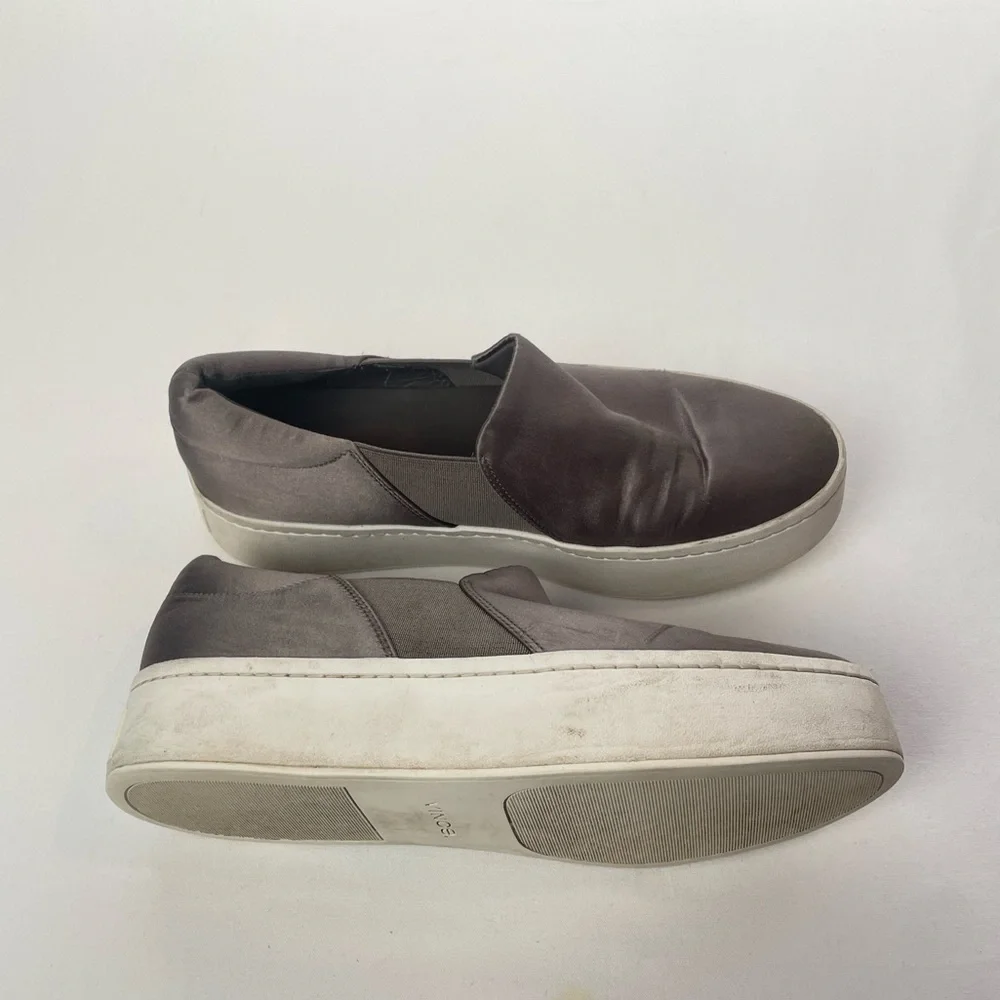 Vince Taupe Slip-On Platform Sneakers with White Sole